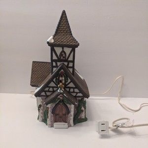 WORKS! VINTAGE RARE 90S DICKENS KEEPSAKE "CHURCH" PORCELAIN LIGHTED BUILDING
